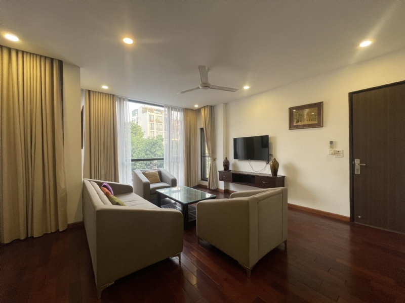 Big balcony serviced apartment for rent in To Ngoc Van St Tay Ho 2