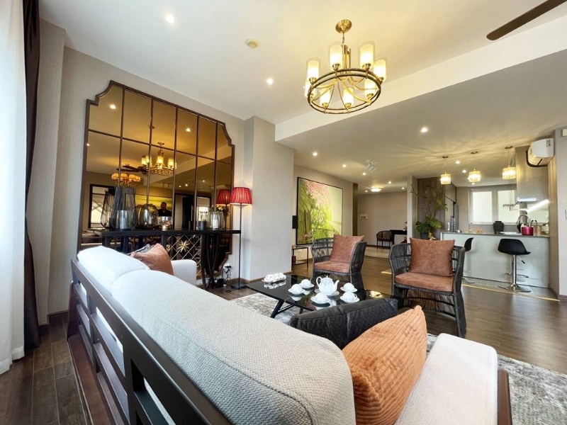 Newly constructed 2-bedroom apartment in Ciputra with a distinctive Indochine-style 3
