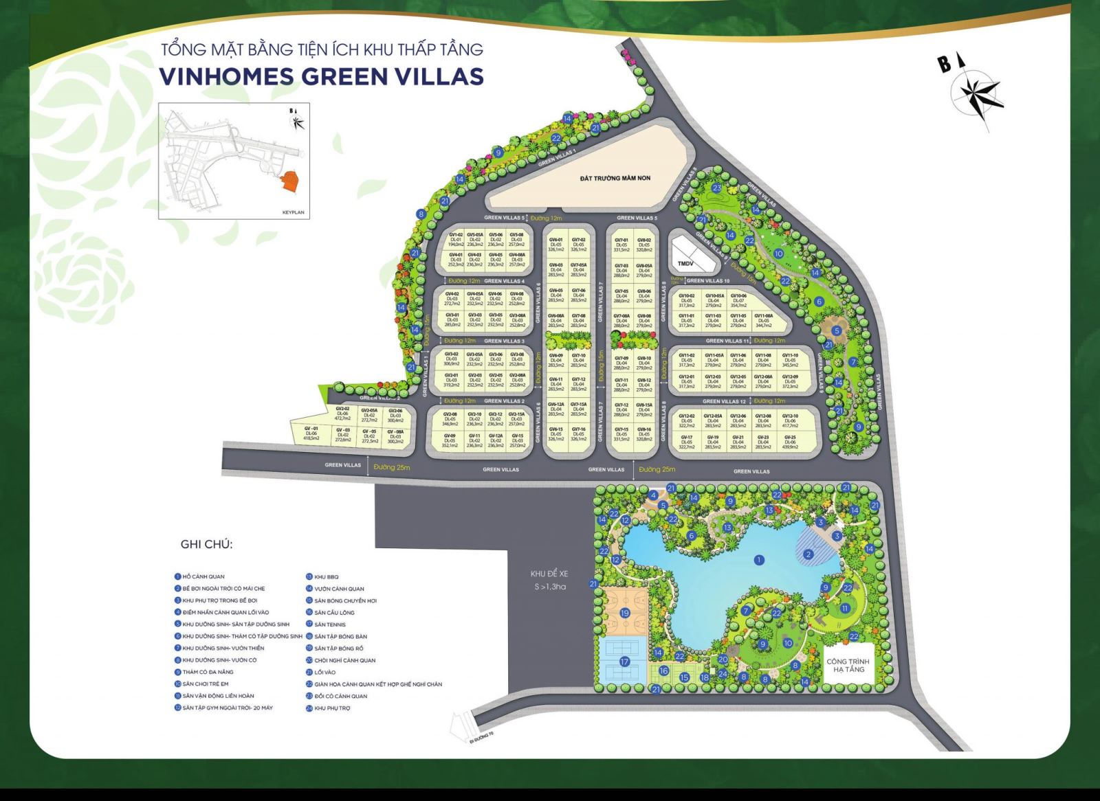 The ground planning of the Vinhomes Green Villas