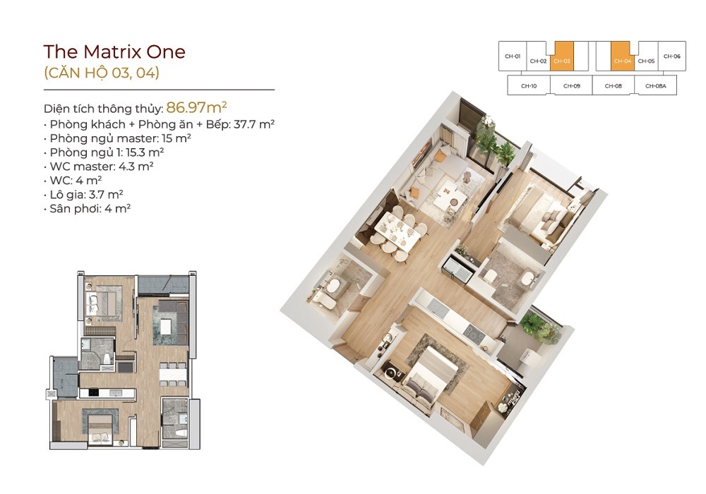 Layout 2 bedroom apartments in The Matrix One