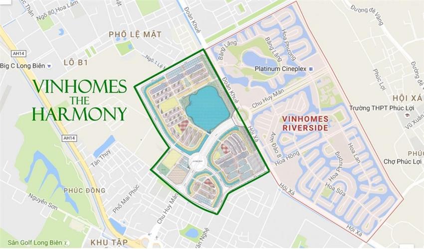 Location of Vinhomes Riverside The Hamorny