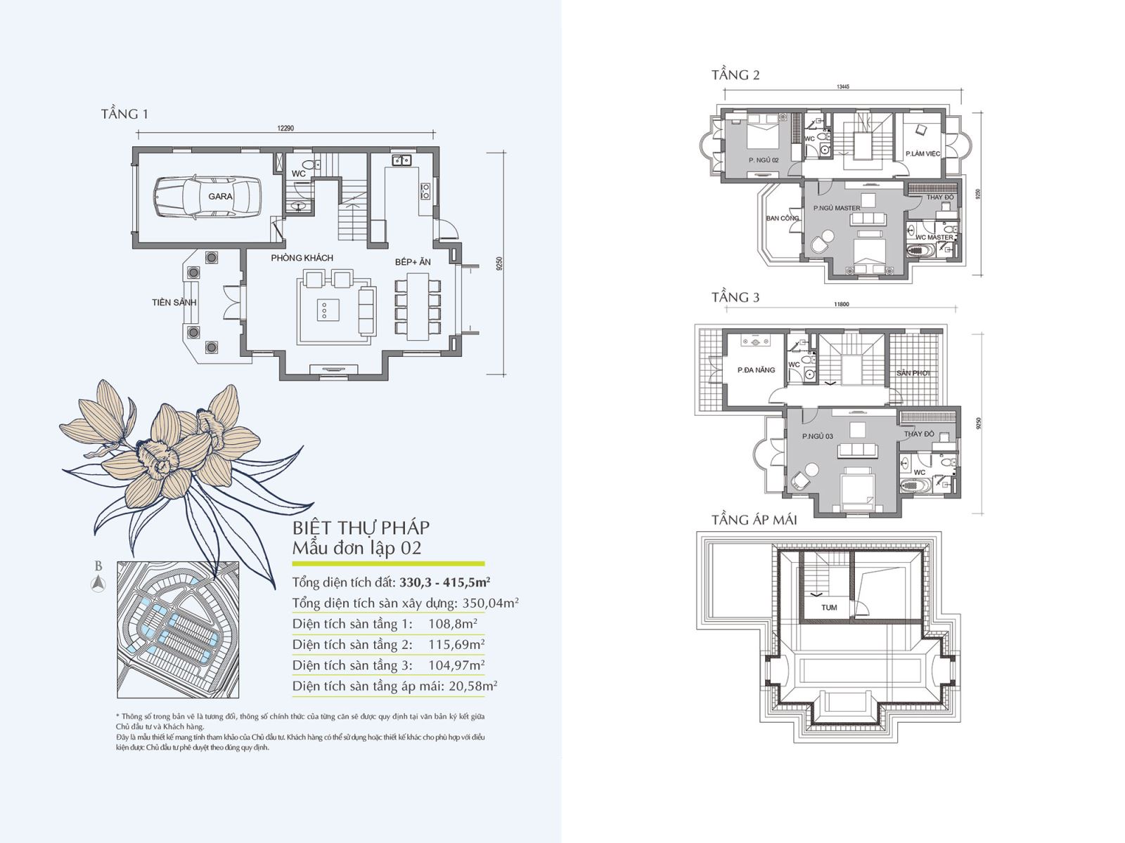 Layout detached villas of Vinhomes Riverside The Harmony