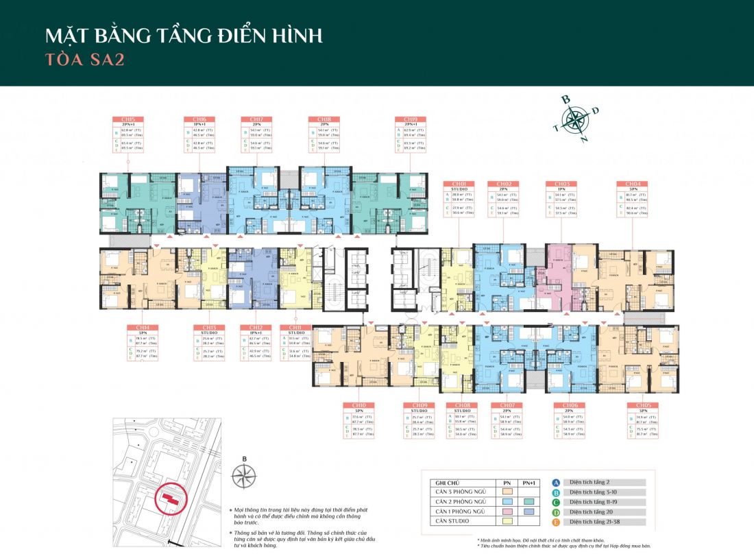 Typical layout SA2 building in Vinhomes Smart City
